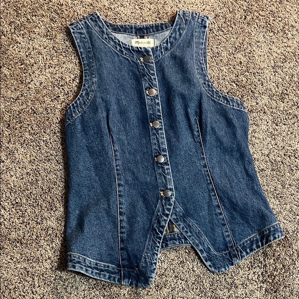 Madewell Denim crew neck cutaway Vest